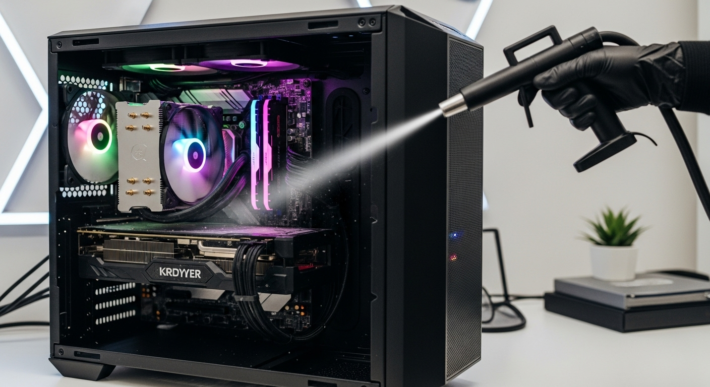 a gaming pc getting cleaned
