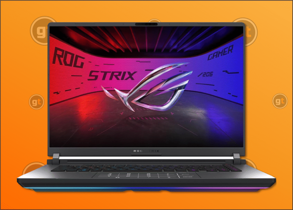 ASUS ROG Strix G16 being displayed.
