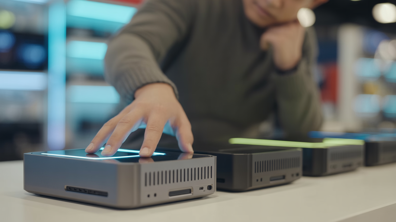 someone choosing a mini gaming pc